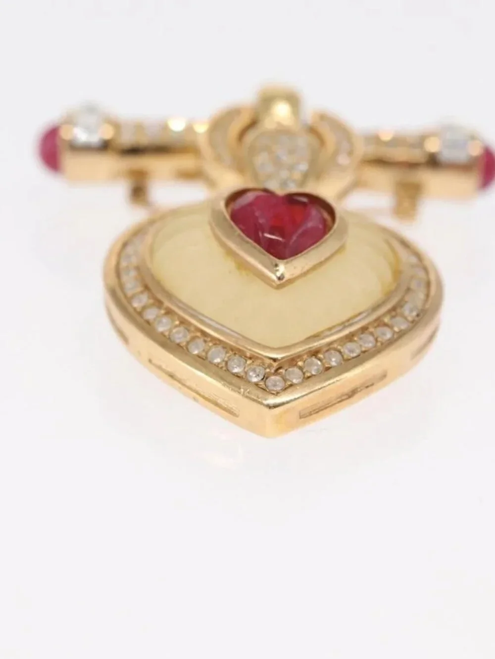 Christian Dior Earring Brooch metal Gold Tone Auth 169930V